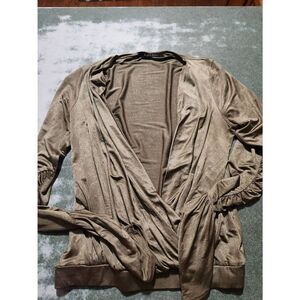 Black Halo olive green wrap v neck blouse sz Small